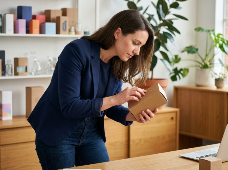 Jeune designer d'emballages en bureau moderne