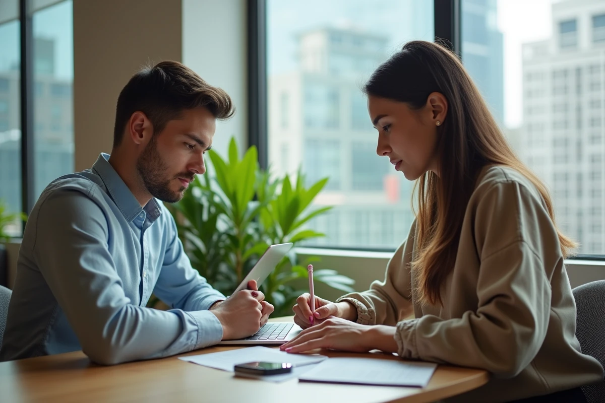Jeunes adultes travaillant ensemble dans un espace coworking